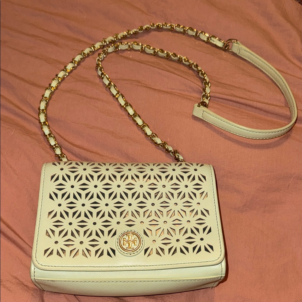 Tory Burch Light Green Crossbody Bag with Chain Strap